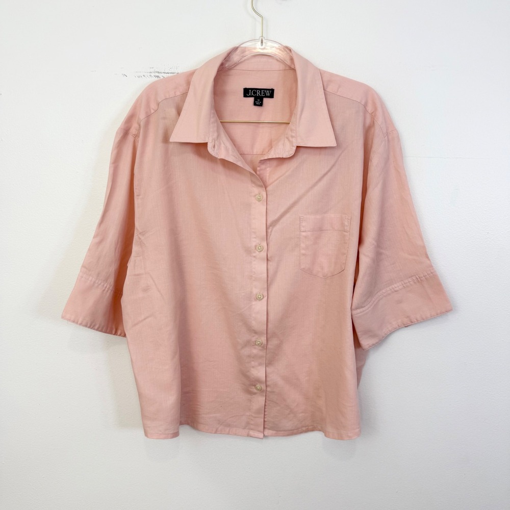 J.Crew Herringbone Twill Button-Up Shirt Pink Size 18